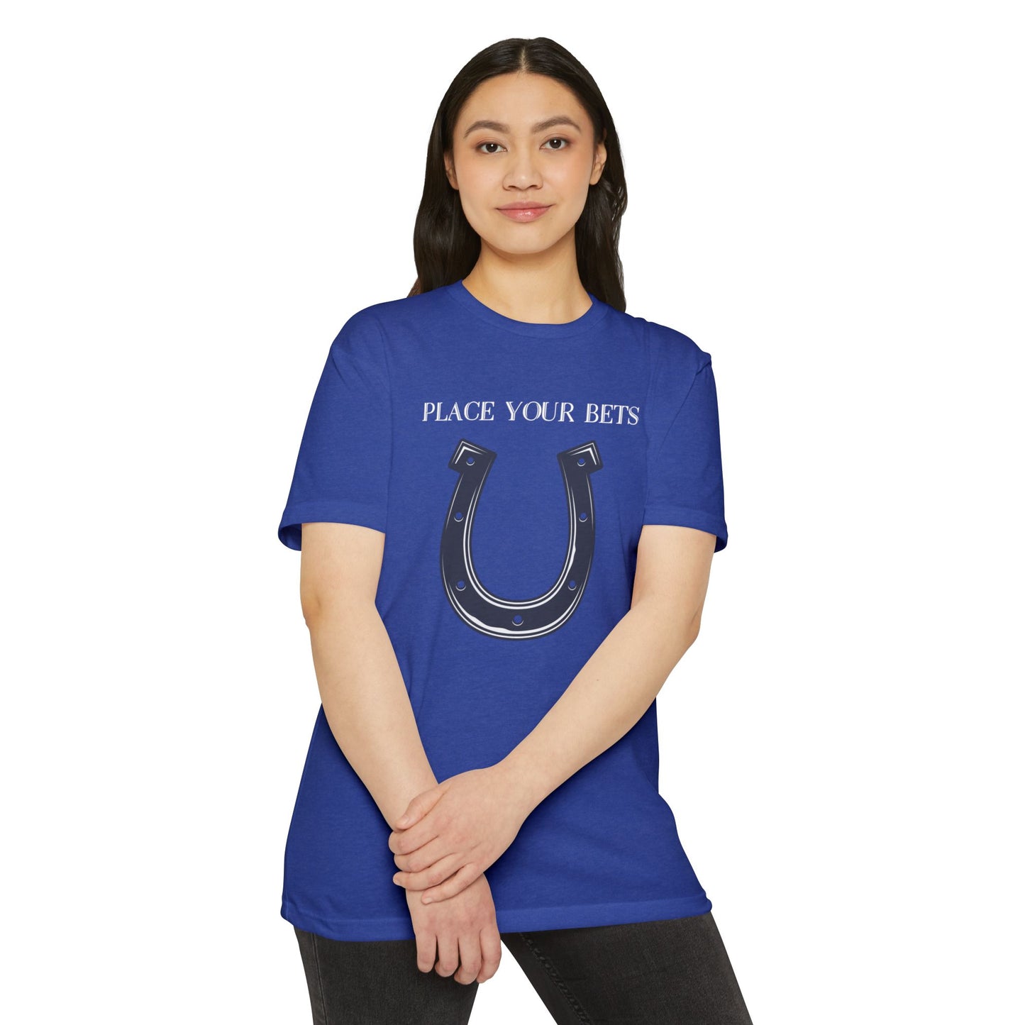 Place Your Bet Horse Shoe Below Unisex CVC Jersey T-shirt