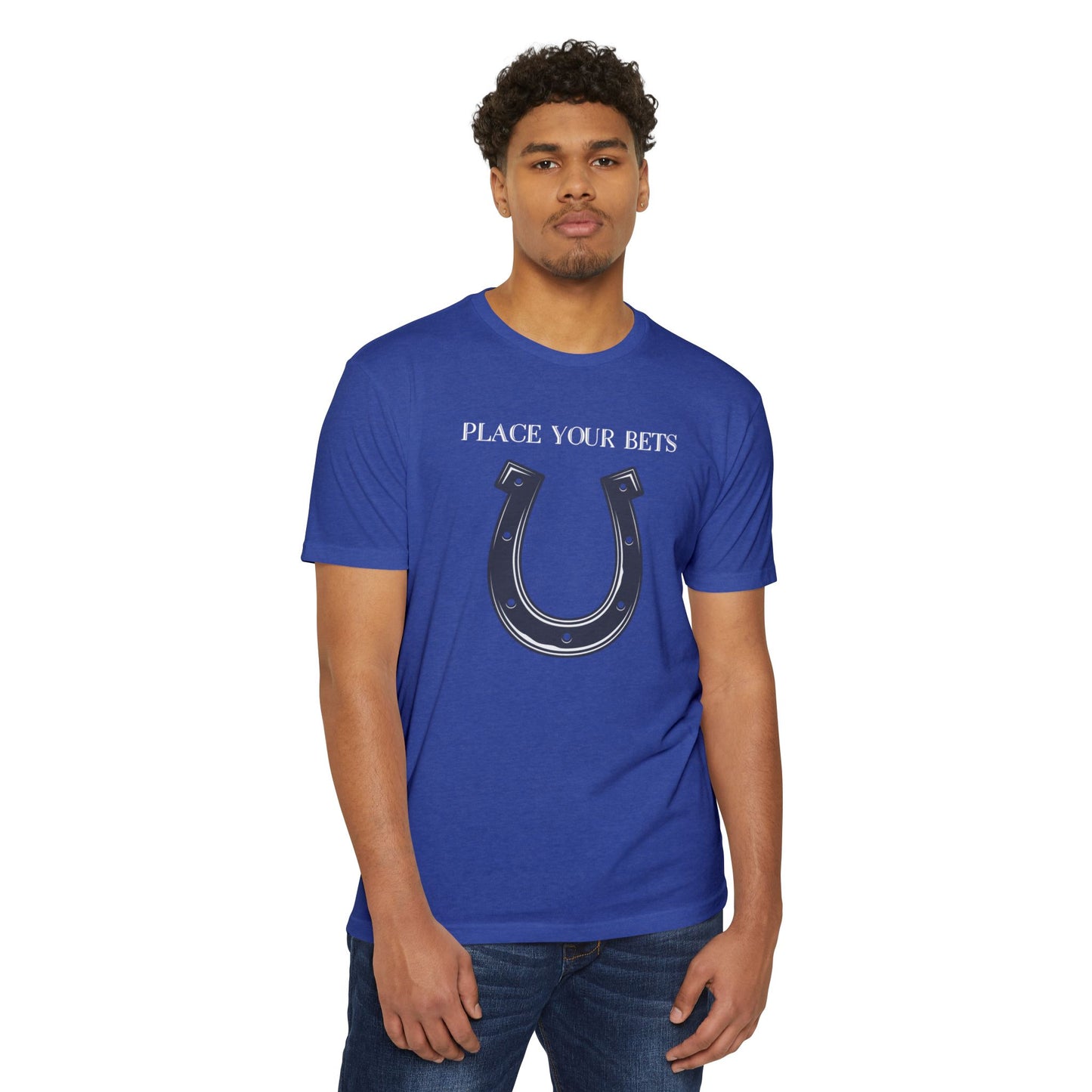 Place Your Bet Horse Shoe Below Unisex CVC Jersey T-shirt