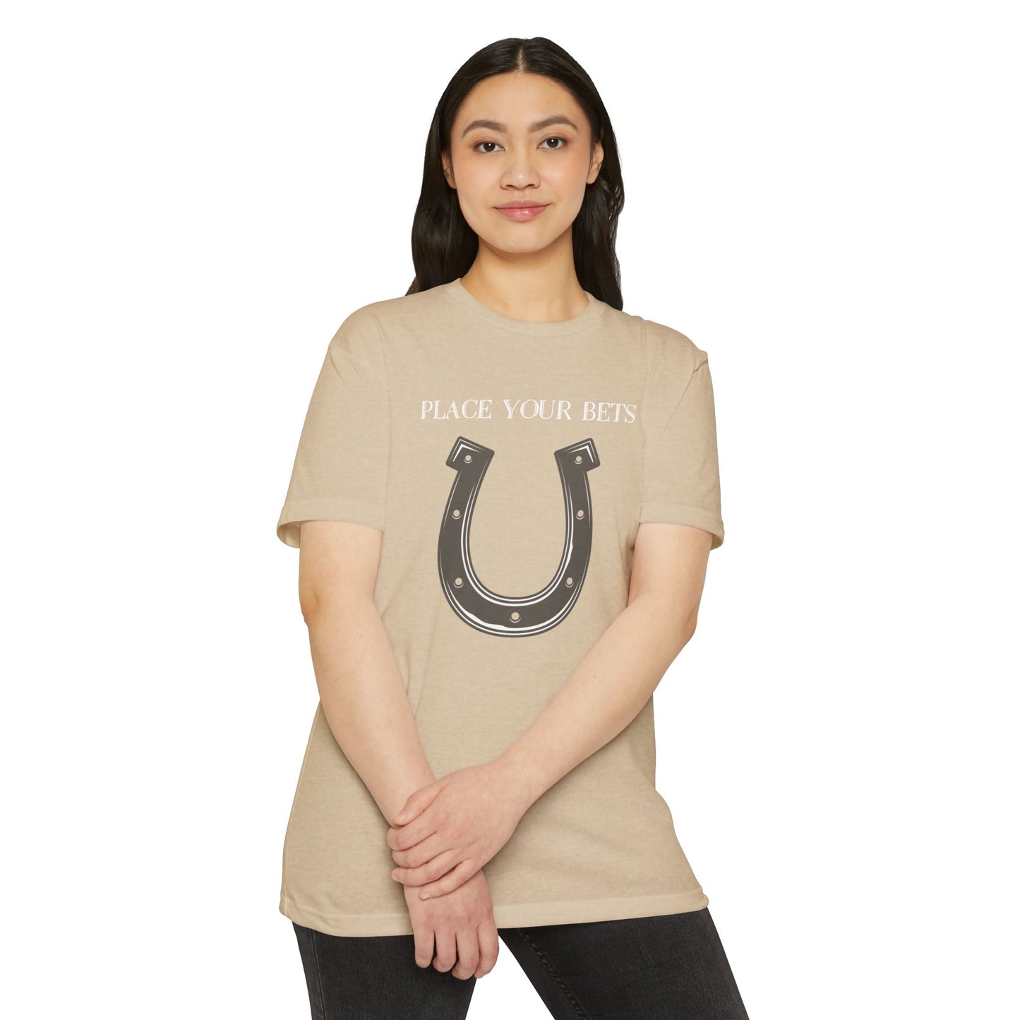 Place Your Bet Horse Shoe Below Unisex CVC Jersey T-shirt
