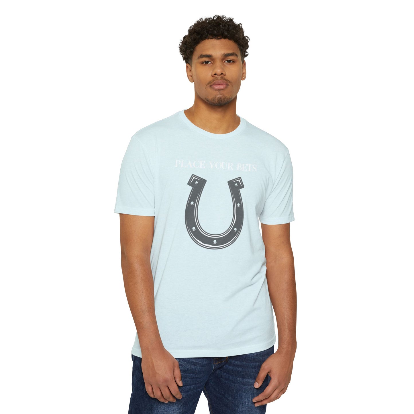 Place Your Bet Horse Shoe Below Unisex CVC Jersey T-shirt
