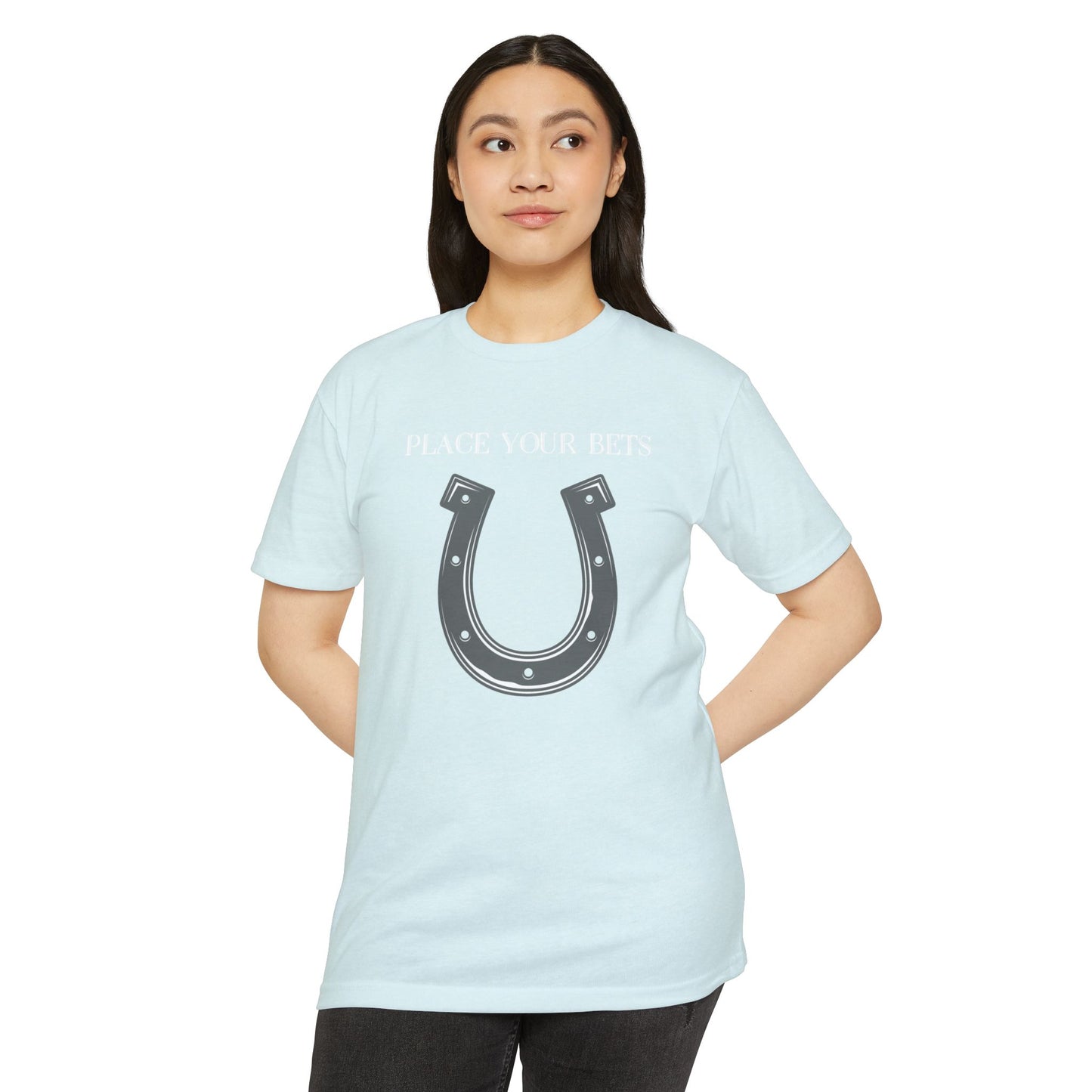 Place Your Bet Horse Shoe Below Unisex CVC Jersey T-shirt