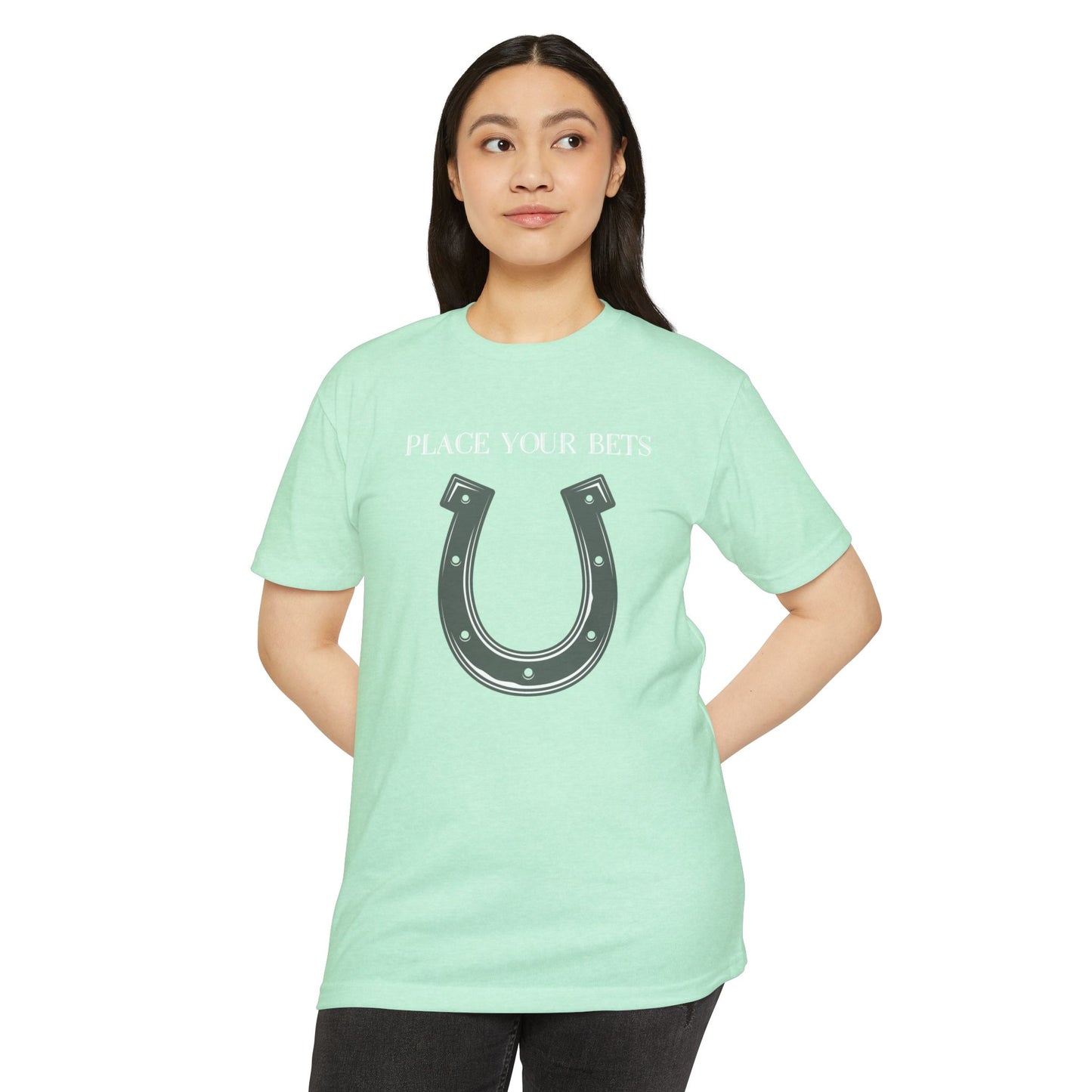 Place Your Bet Horse Shoe Below Unisex CVC Jersey T-shirt