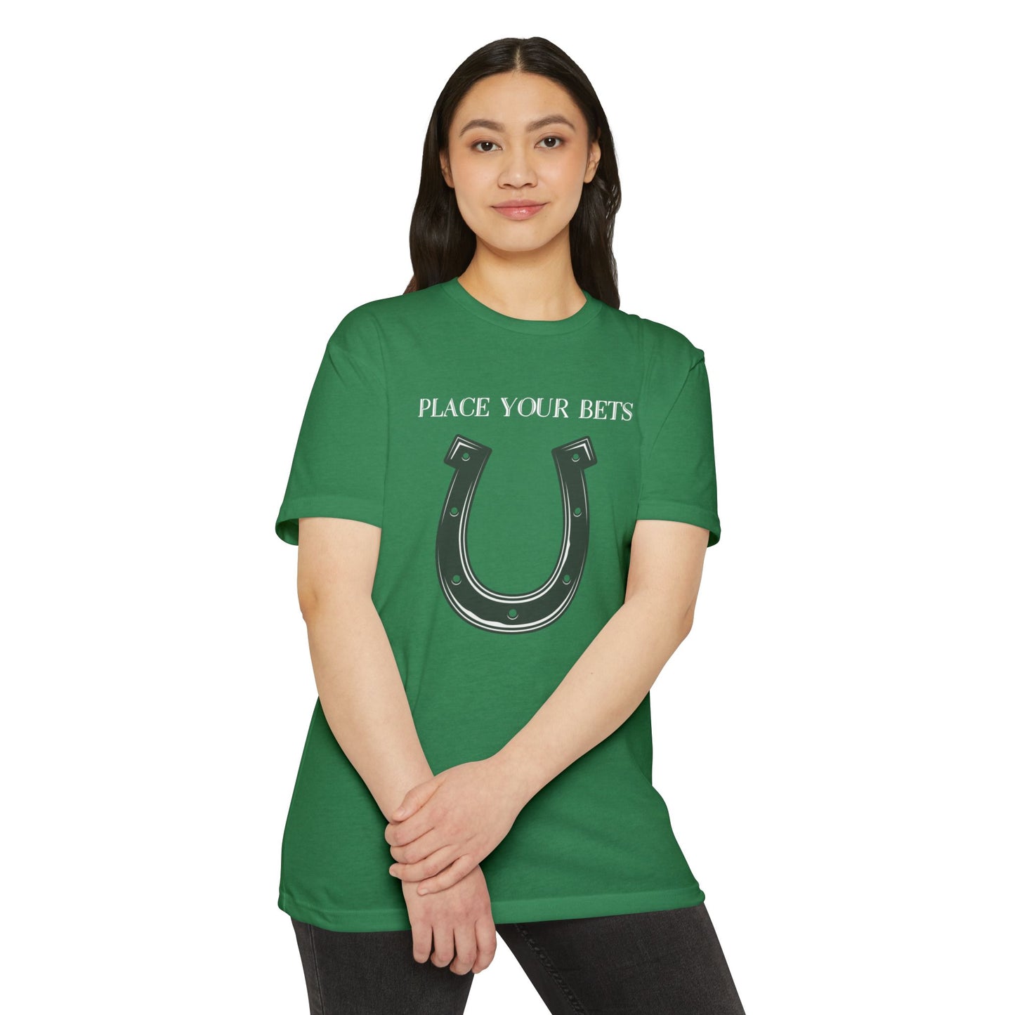 Place Your Bet Horse Shoe Below Unisex CVC Jersey T-shirt