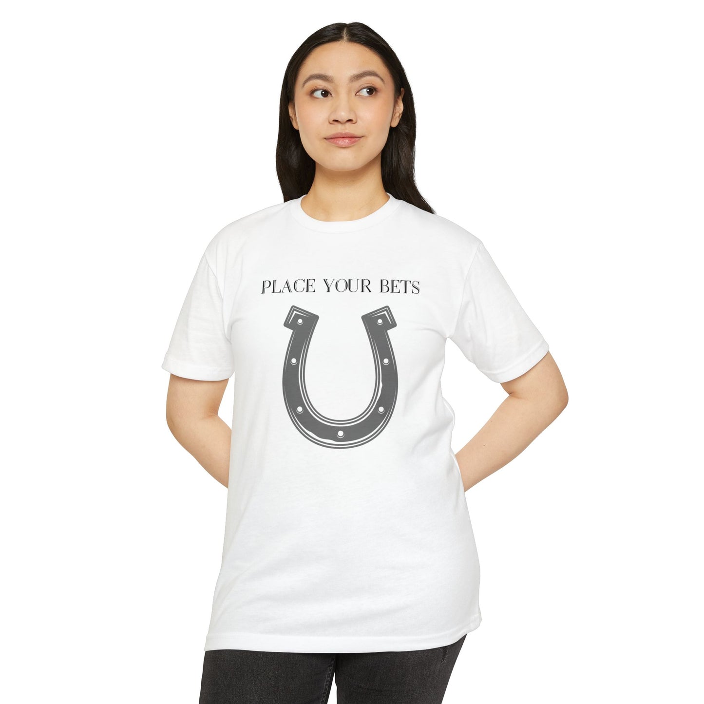 Place Your Bet Horse Shoe Below Unisex CVC Jersey T-shirt