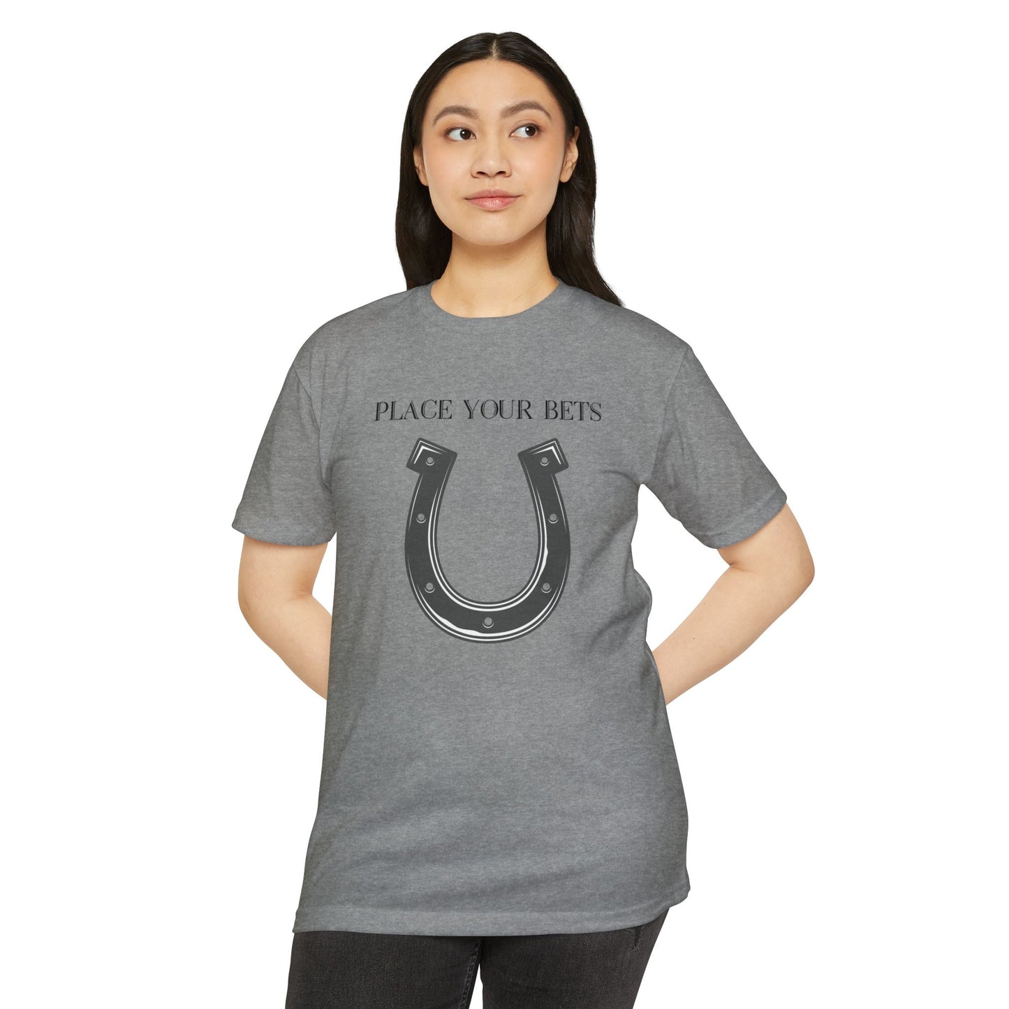 Place Your Bet Horse Shoe Below Unisex CVC Jersey T-shirt