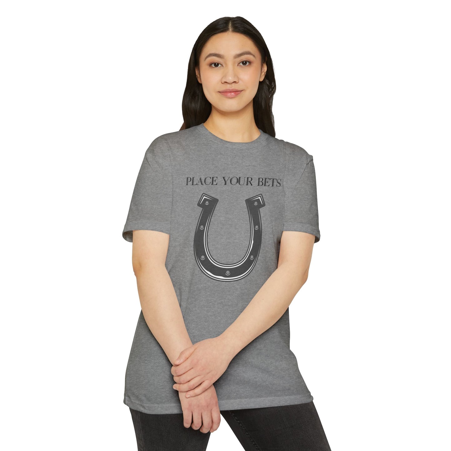 Place Your Bet Horse Shoe Below Unisex CVC Jersey T-shirt