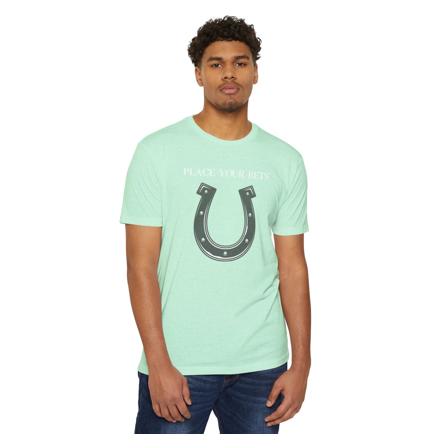 Place Your Bet Horse Shoe Below Unisex CVC Jersey T-shirt