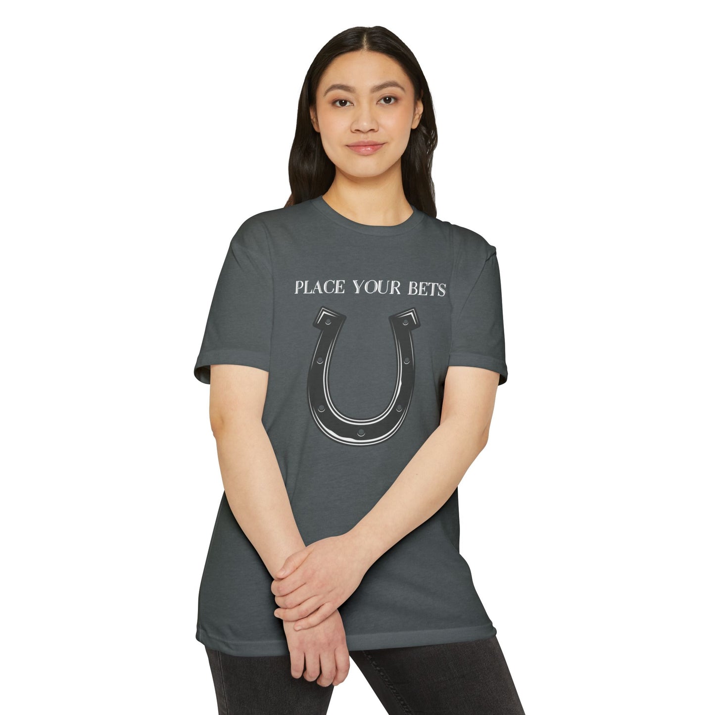 Place Your Bet Horse Shoe Below Unisex CVC Jersey T-shirt