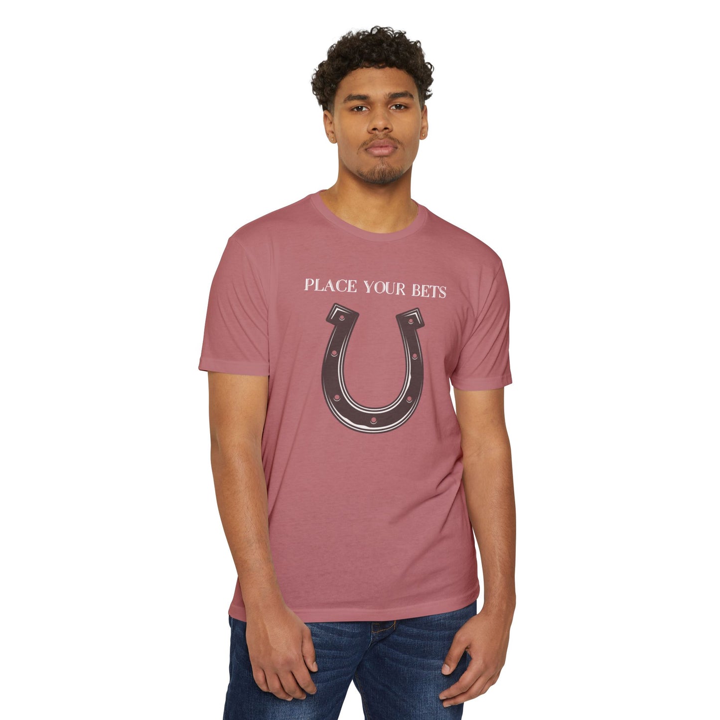 Place Your Bet Horse Shoe Below Unisex CVC Jersey T-shirt