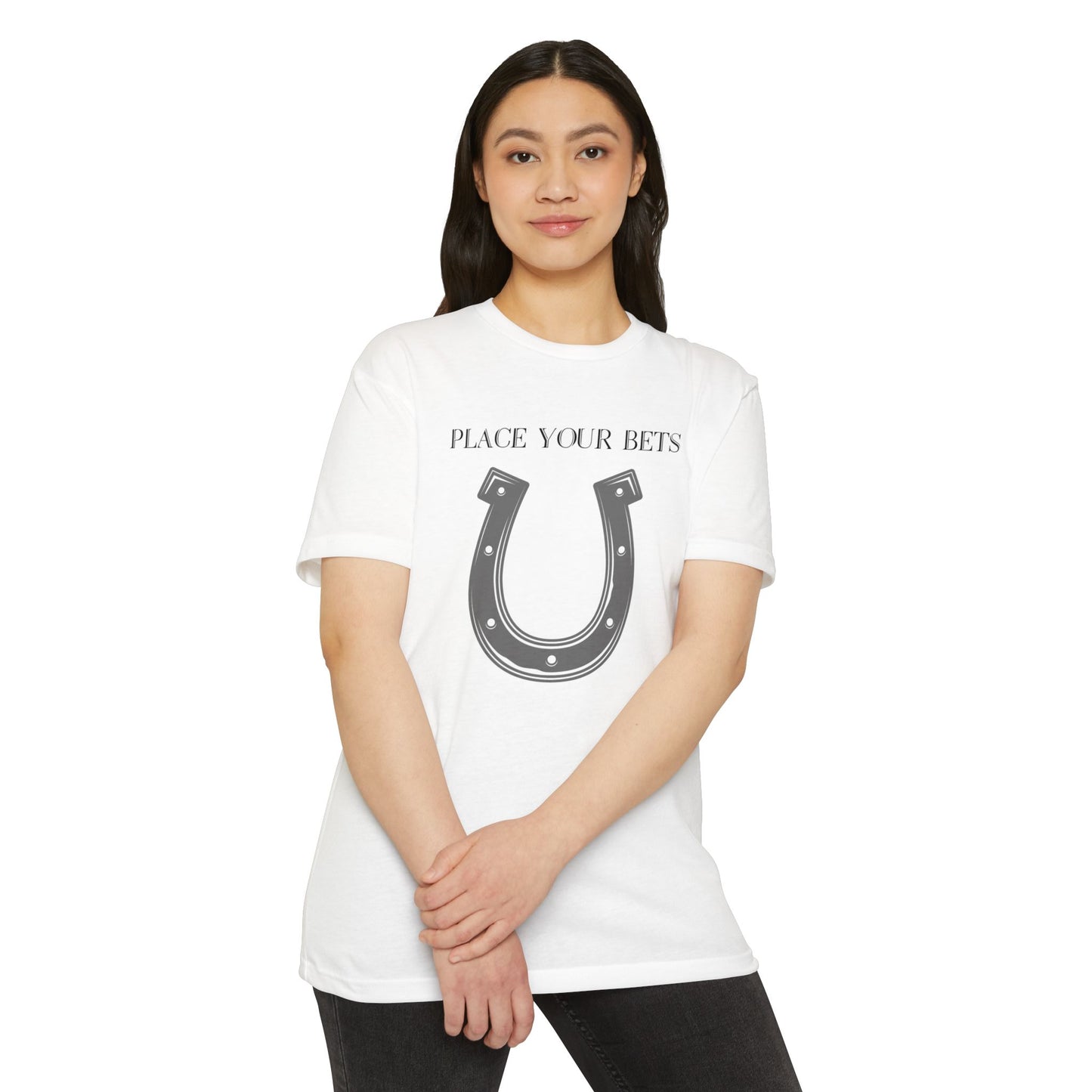 Place Your Bet Horse Shoe Below Unisex CVC Jersey T-shirt