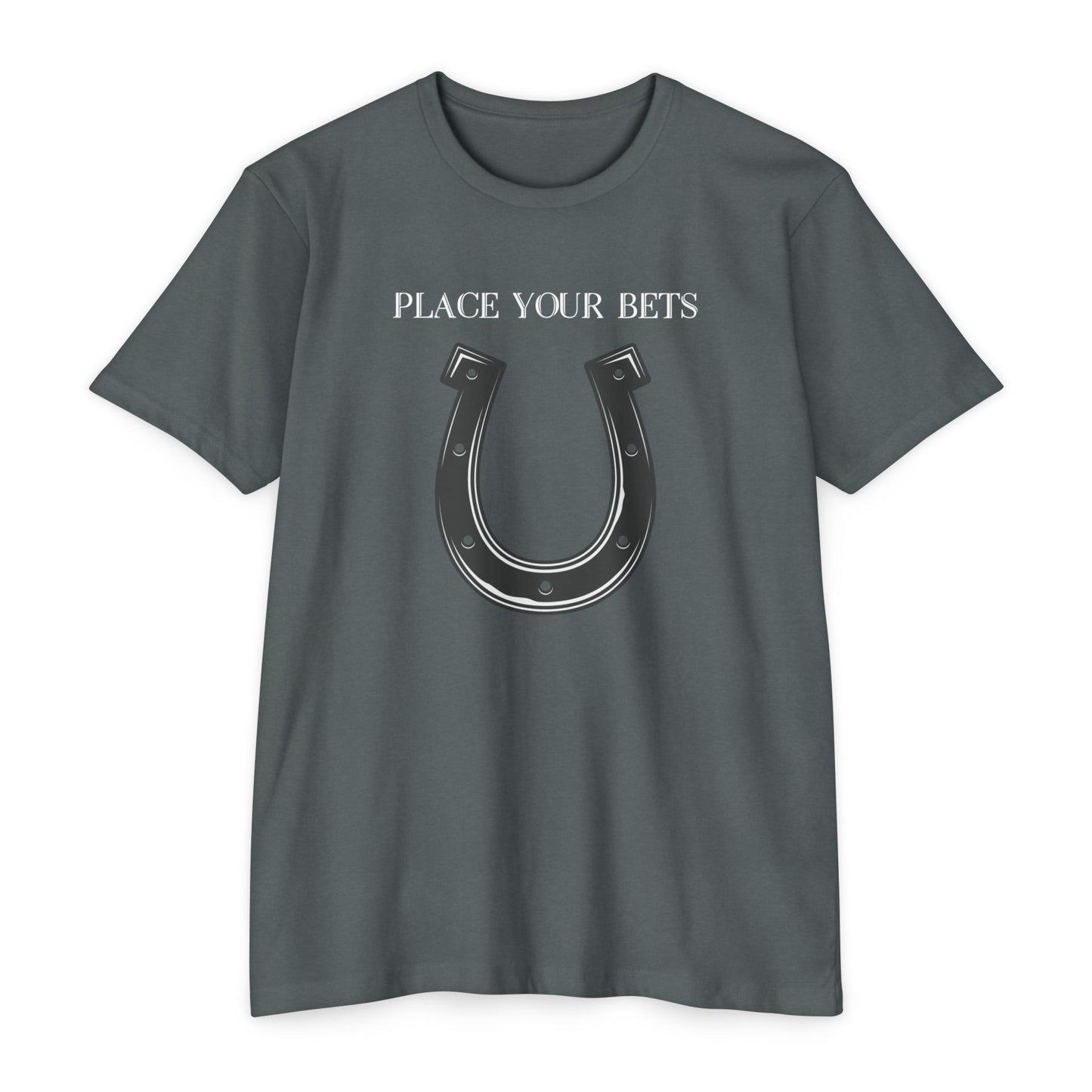 Place Your Bet Horse Shoe Below Unisex CVC Jersey T-shirt