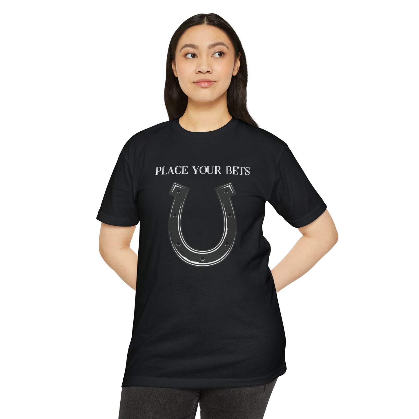 Place Your Bet Horse Shoe Below Unisex CVC Jersey T-shirt