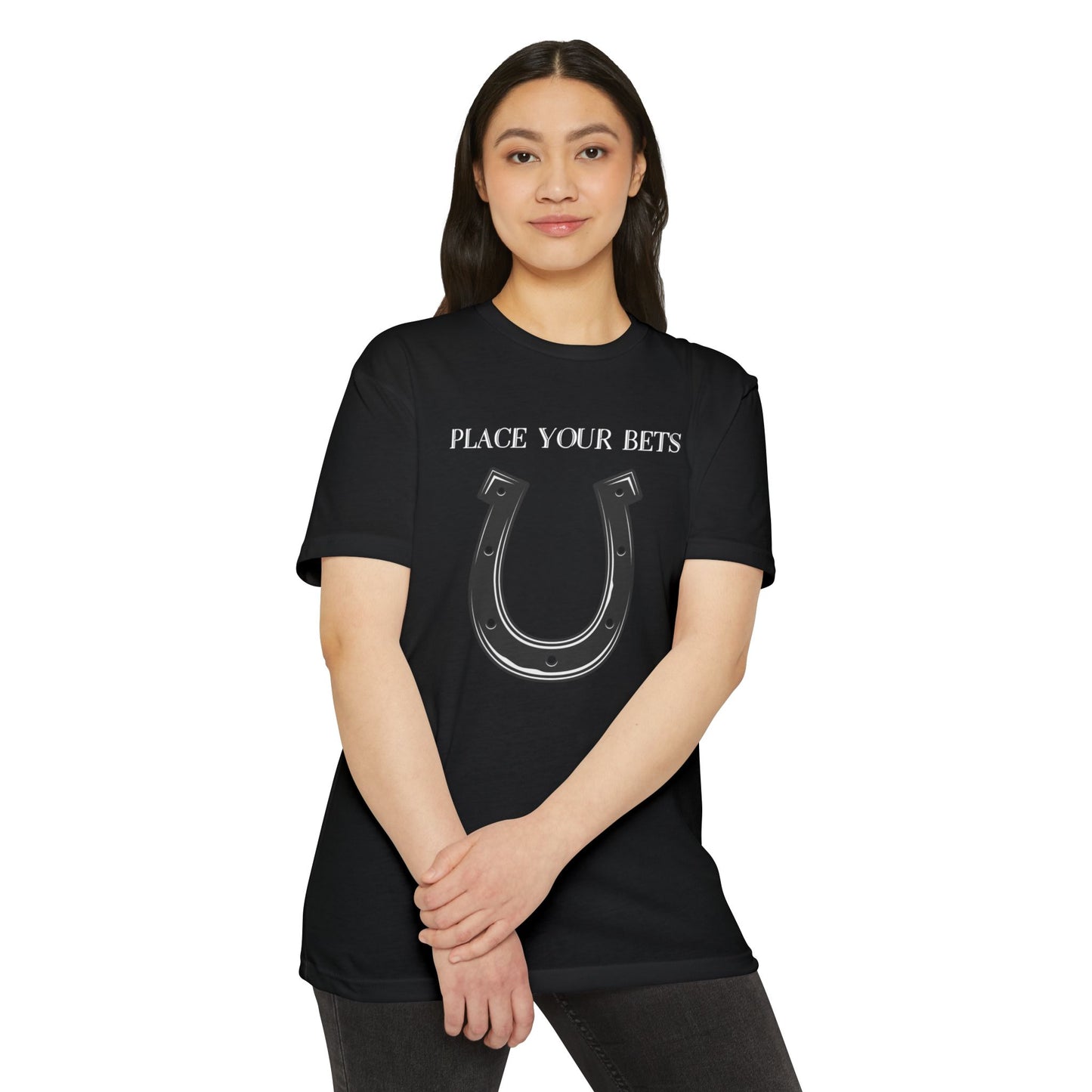 Place Your Bet Horse Shoe Below Unisex CVC Jersey T-shirt