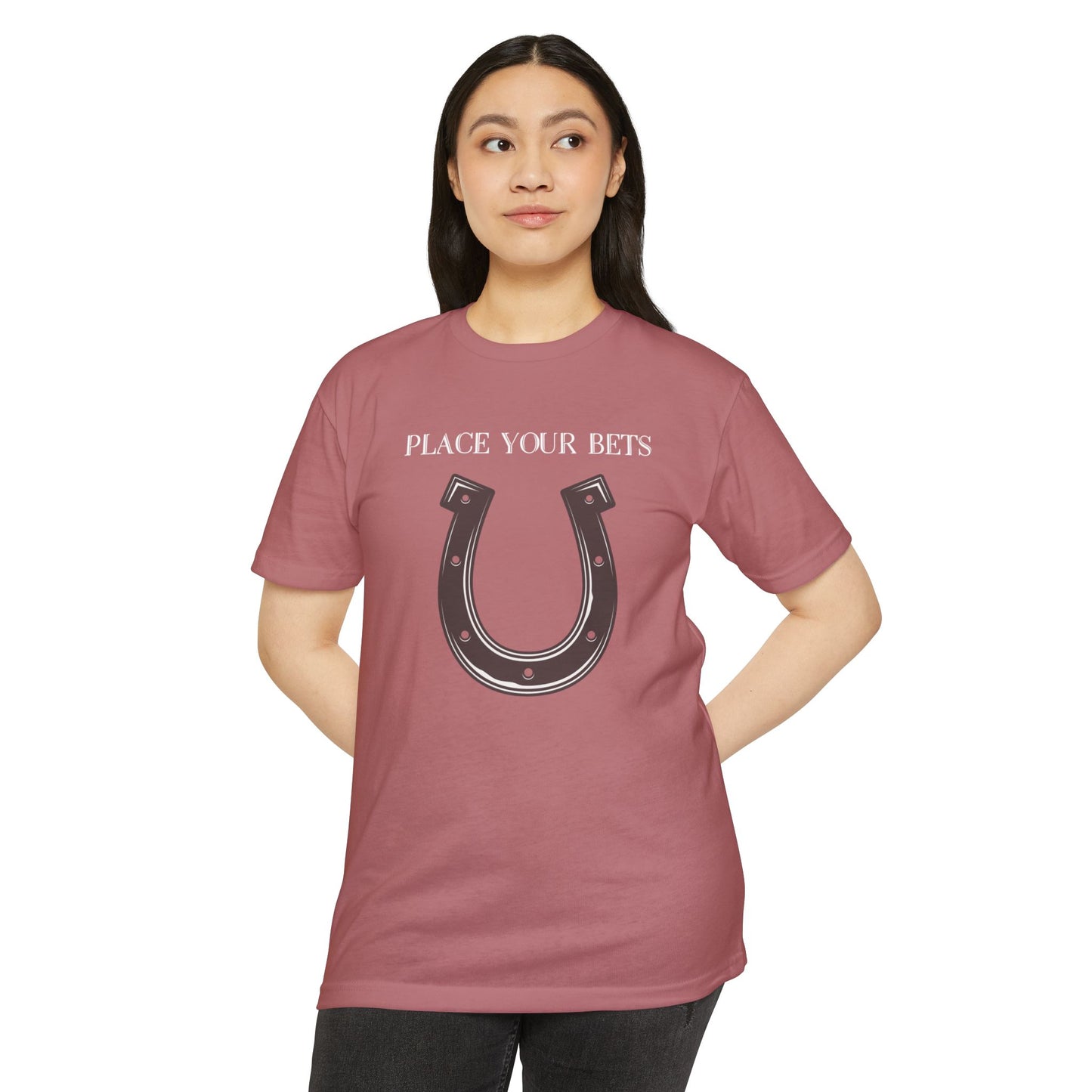 Place Your Bet Horse Shoe Below Unisex CVC Jersey T-shirt