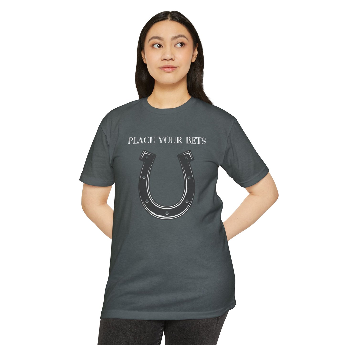 Place Your Bet Horse Shoe Below Unisex CVC Jersey T-shirt