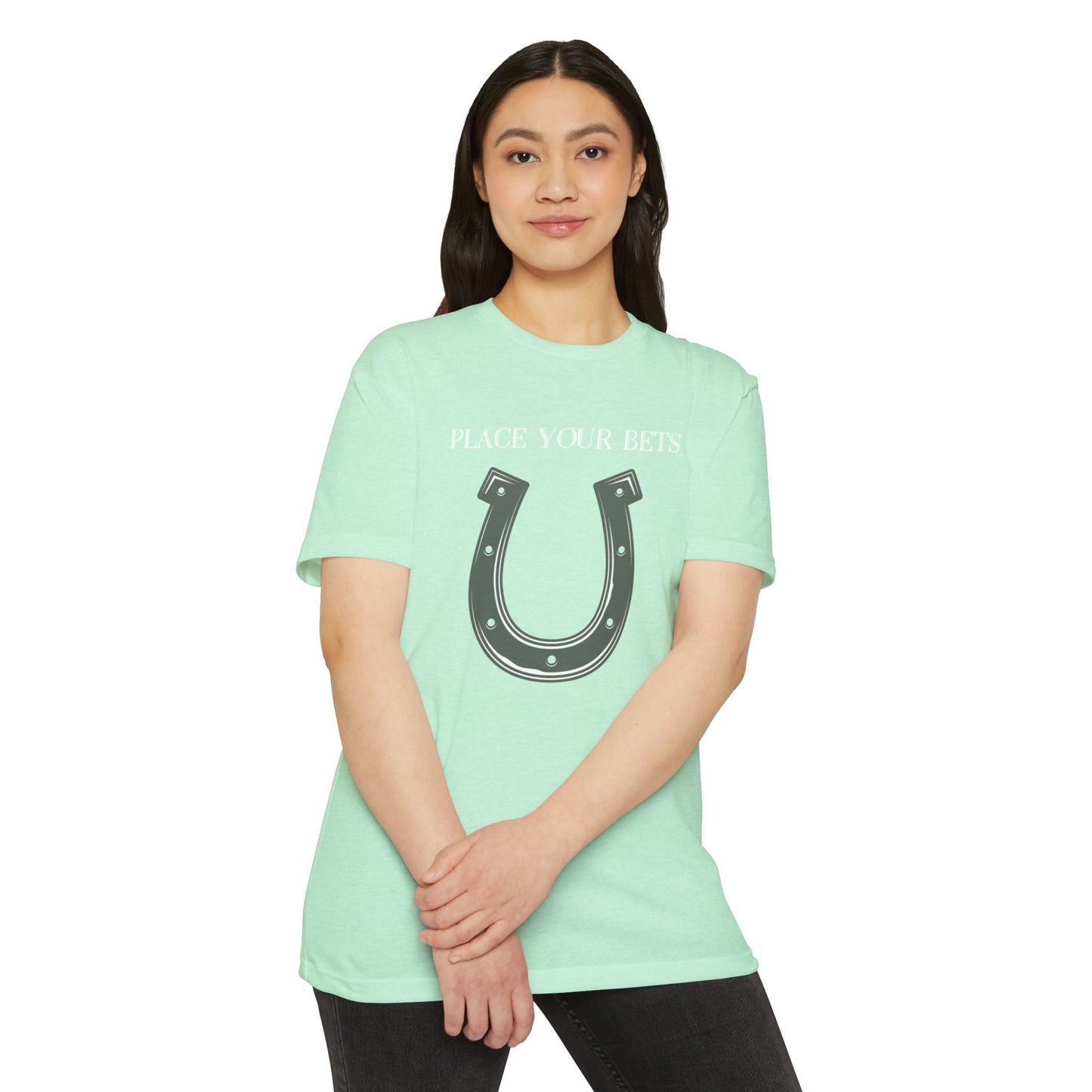 Place Your Bet Horse Shoe Below Unisex CVC Jersey T-shirt