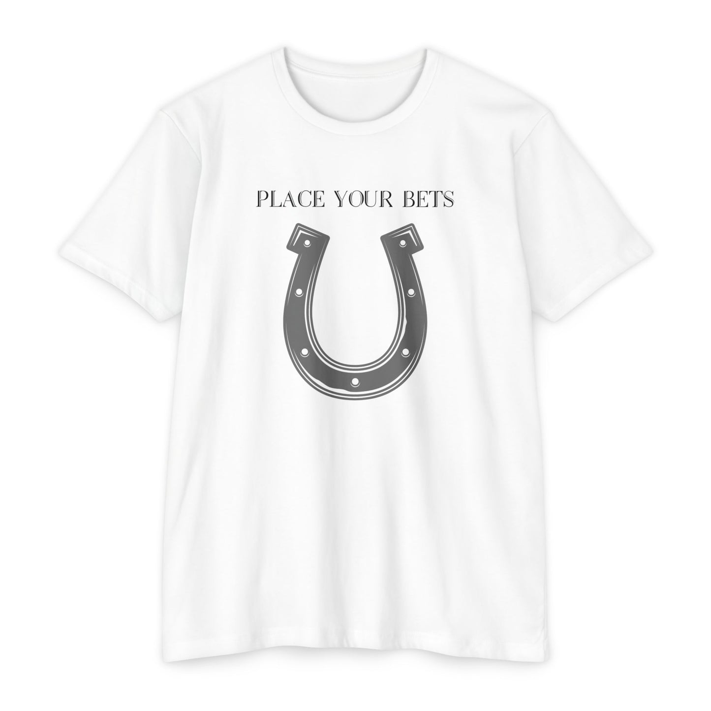 Place Your Bet Horse Shoe Below Unisex CVC Jersey T-shirt