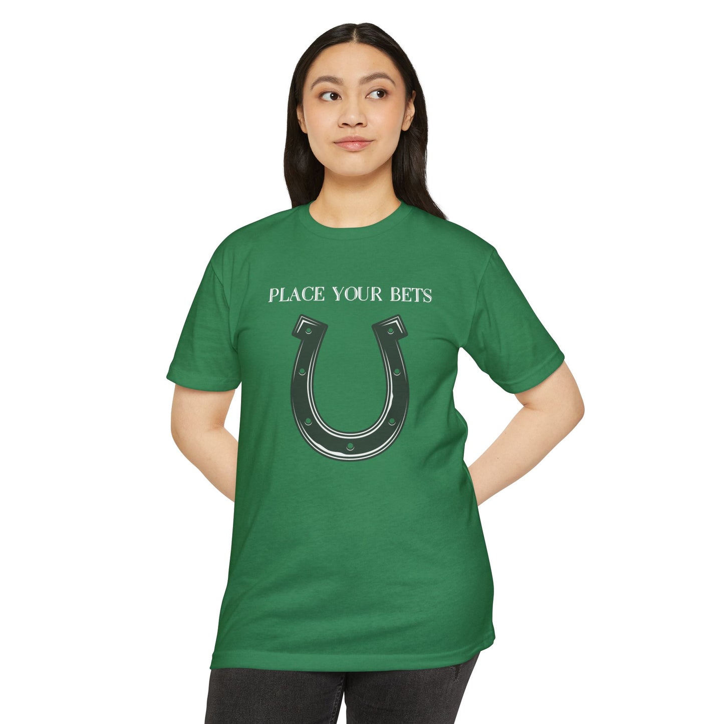 Place Your Bet Horse Shoe Below Unisex CVC Jersey T-shirt