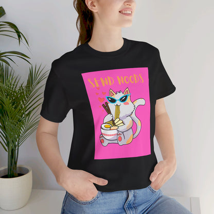 SEND NOODS Pink Background  Unisex Tri-Blend Crew Tee