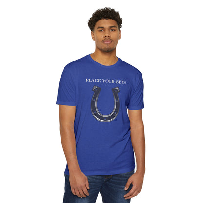 Place Your Bet Horse Shoe Below  Unisex CVC Jersey T-shirt