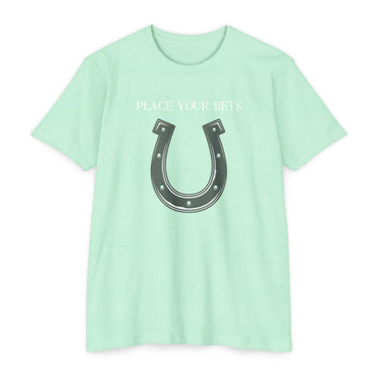 Place Your Bet Horse Shoe Below  Unisex CVC Jersey T-shirt
