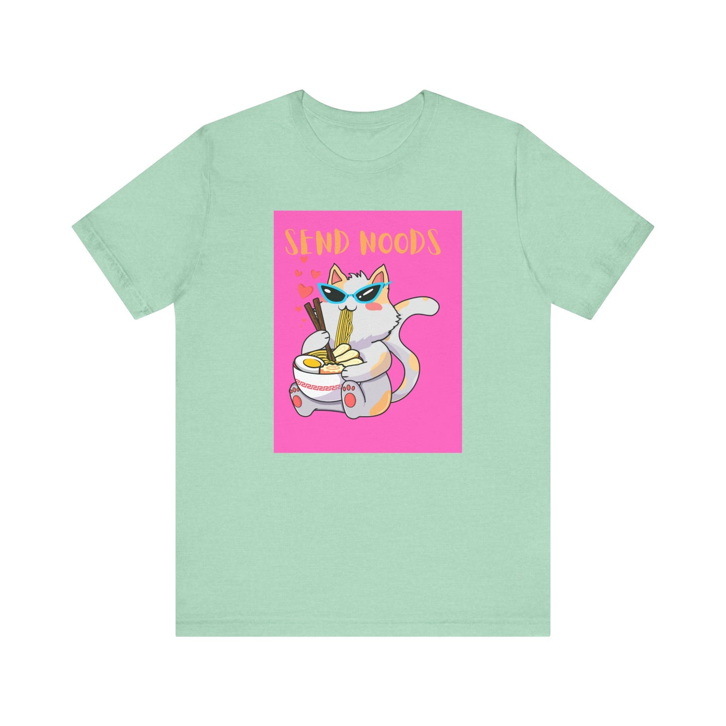 SEND NOODS Pink Background  Unisex Tri-Blend Crew Tee