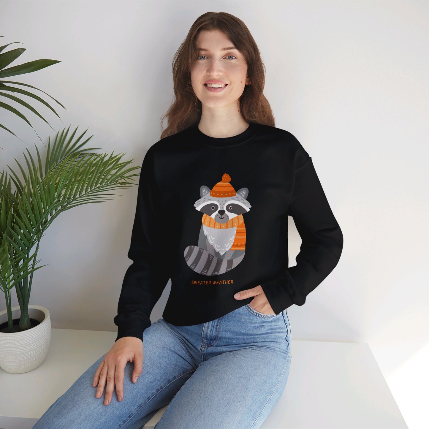 Sweater Weather Raccoon Unisex Heavy Blend™ Crewneck Sweatshirt