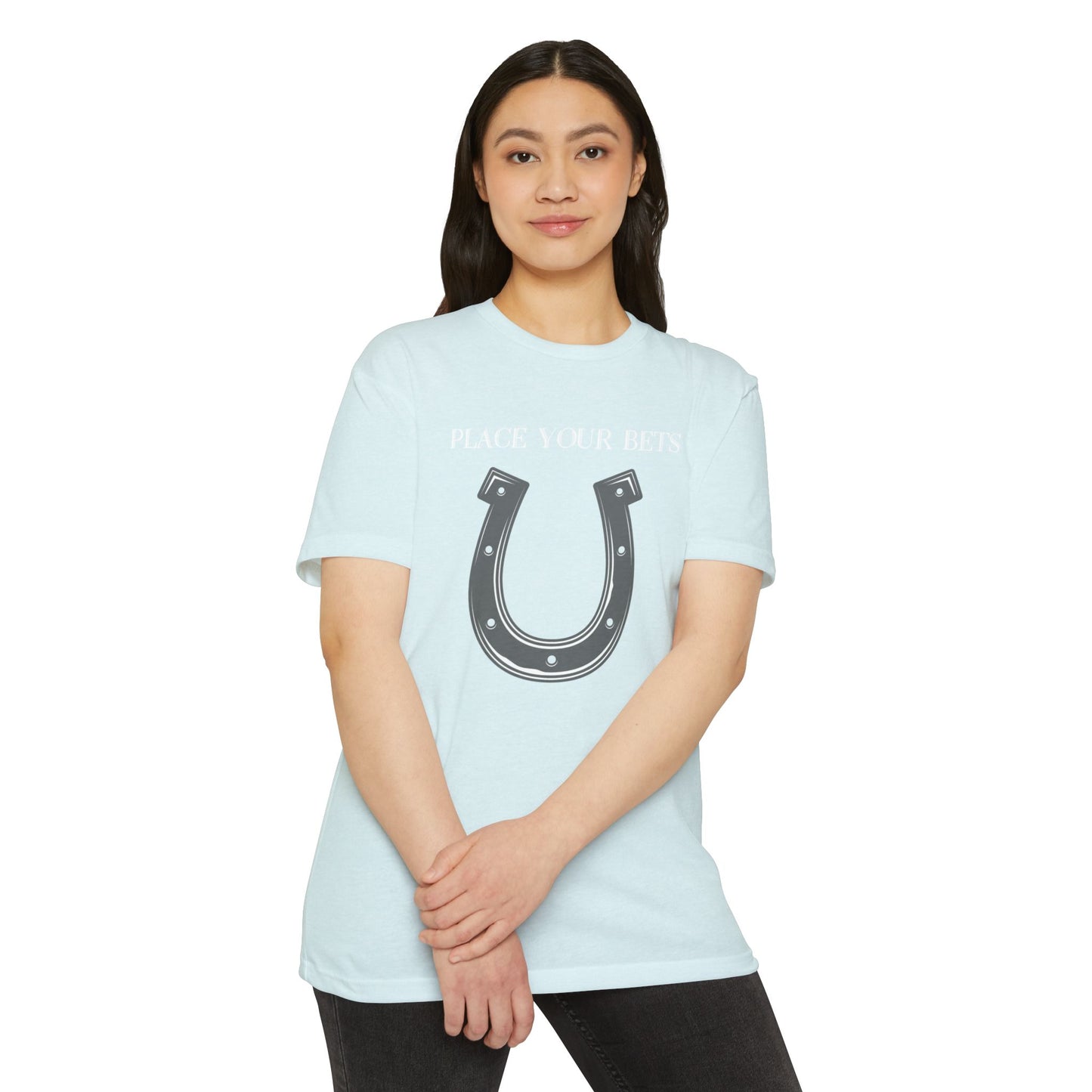 Place Your Bet Horse Shoe Below  Unisex CVC Jersey T-shirt