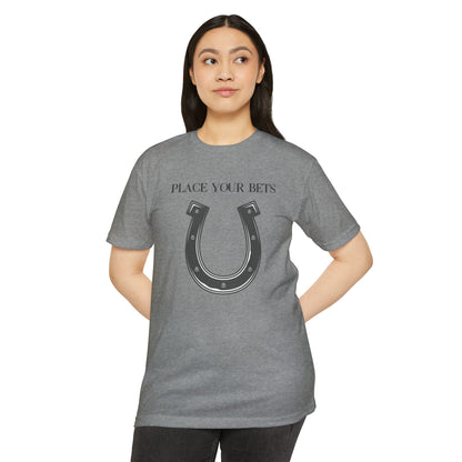Place Your Bet Horse Shoe Below  Unisex CVC Jersey T-shirt