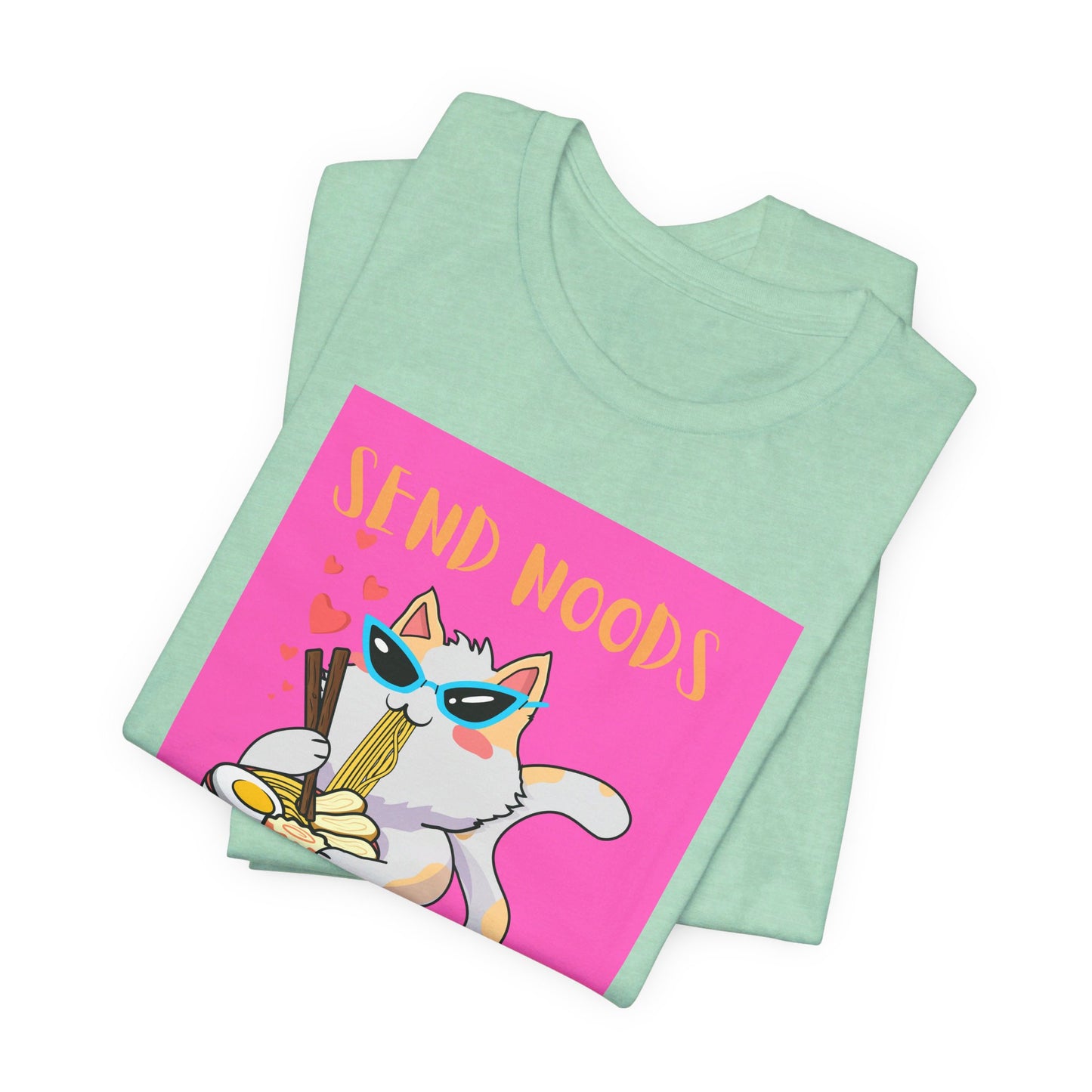 SEND NOODS Pink Background  Unisex Tri-Blend Crew Tee
