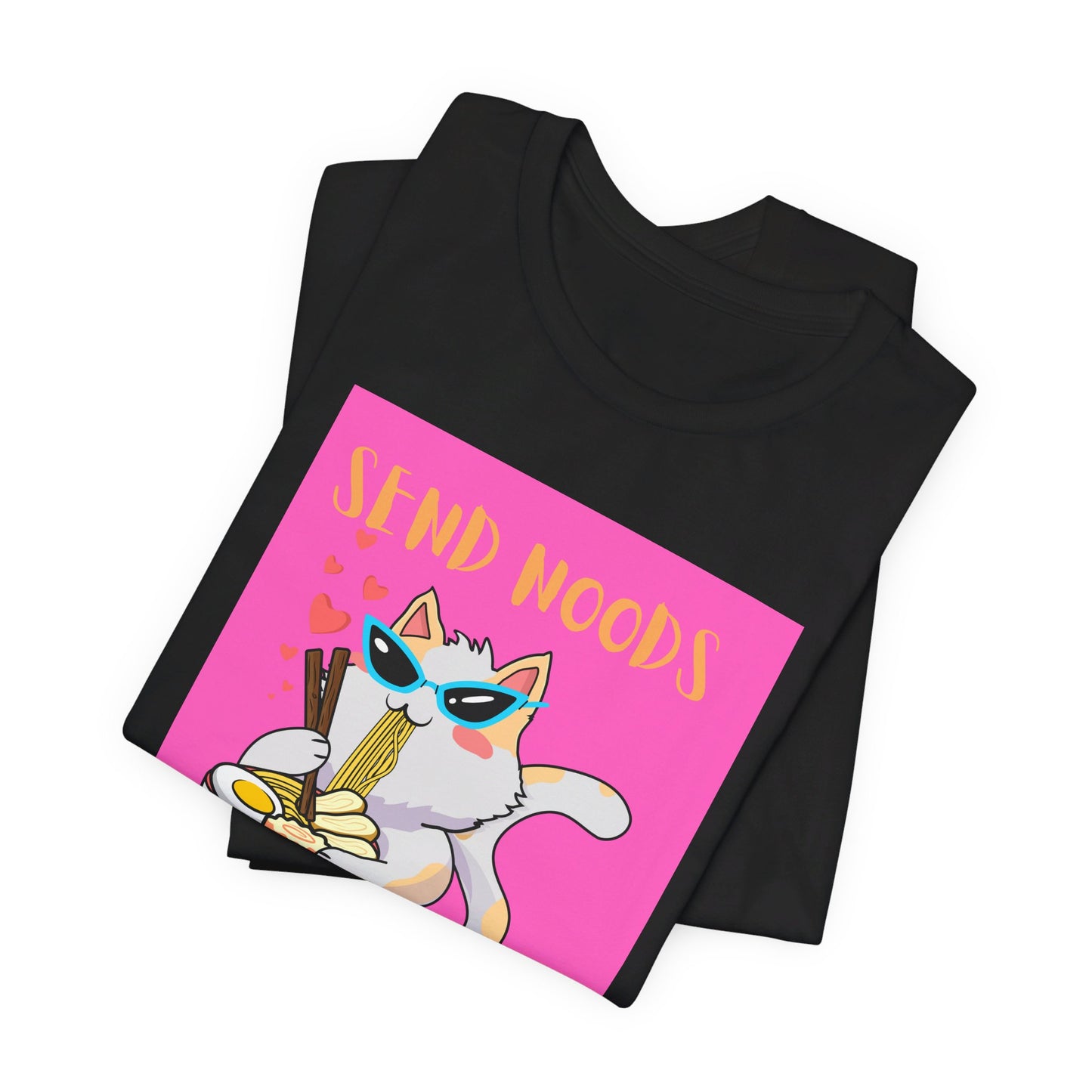 SEND NOODS Pink Background  Unisex Tri-Blend Crew Tee
