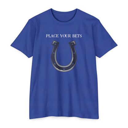 Place Your Bet Horse Shoe Below  Unisex CVC Jersey T-shirt