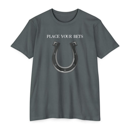 Place Your Bet Horse Shoe Below  Unisex CVC Jersey T-shirt