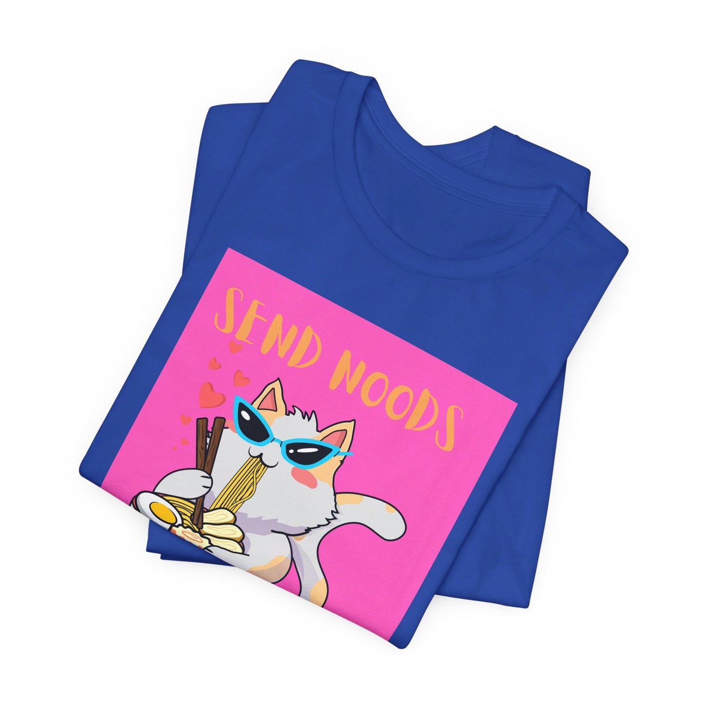 SEND NOODS Pink Background  Unisex Tri-Blend Crew Tee