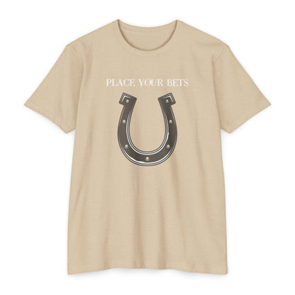 Place Your Bet Horse Shoe Below  Unisex CVC Jersey T-shirt