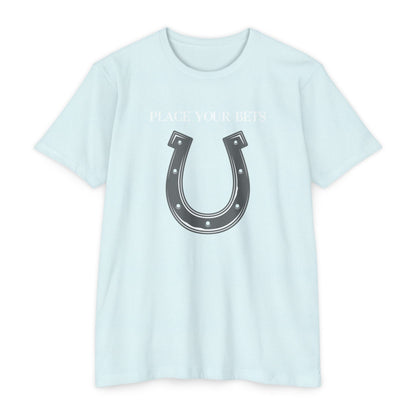 Place Your Bet Horse Shoe Below  Unisex CVC Jersey T-shirt