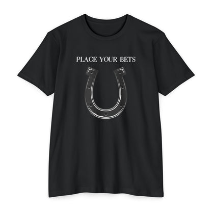 Place Your Bet Horse Shoe Below  Unisex CVC Jersey T-shirt