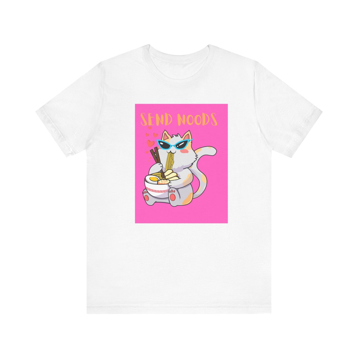 SEND NOODS Pink Background  Unisex Tri-Blend Crew Tee
