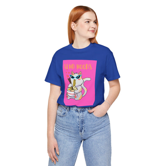 SEND NOODS Pink Background  Unisex Tri-Blend Crew Tee