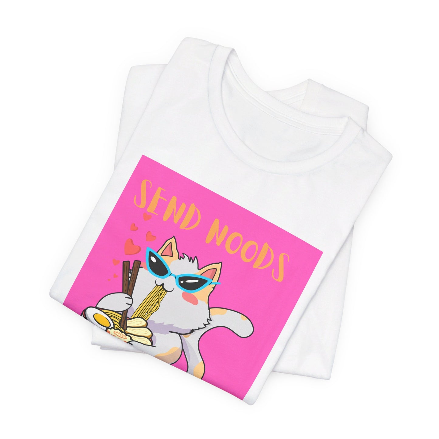 SEND NOODS Pink Background  Unisex Tri-Blend Crew Tee
