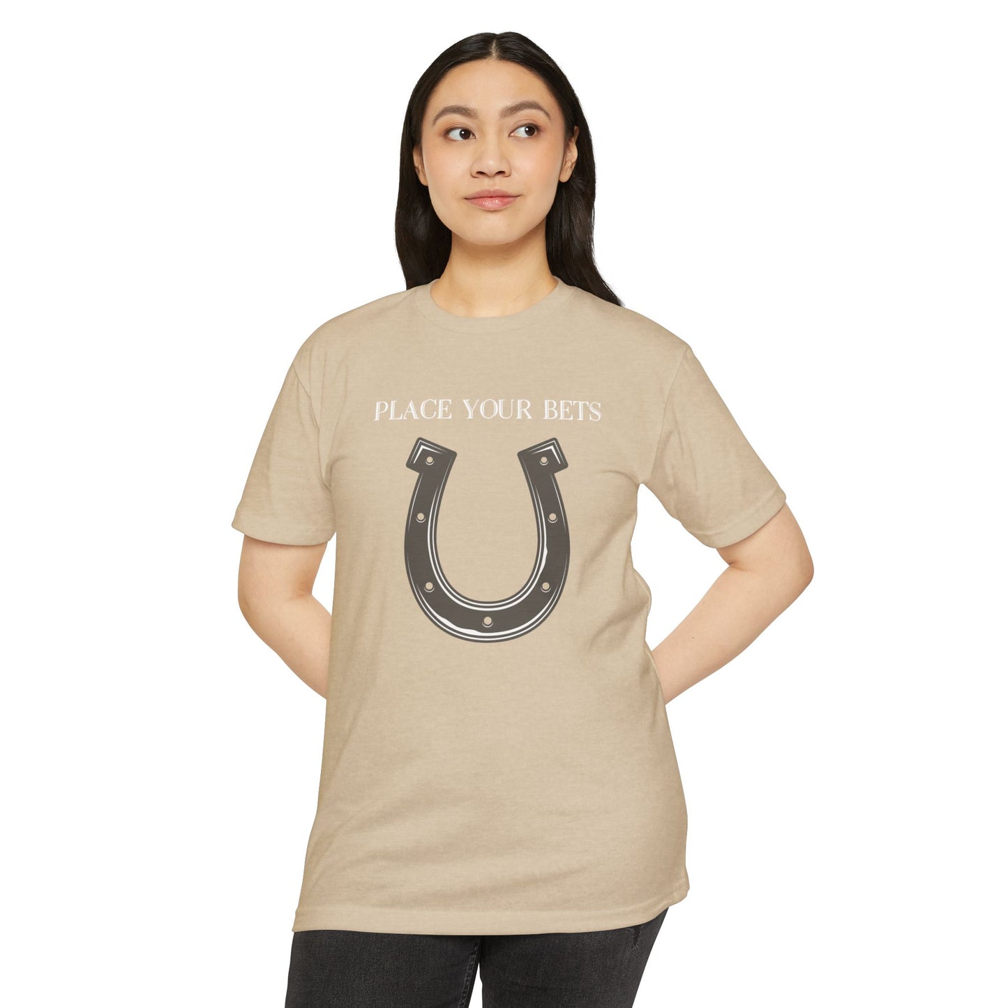 Place Your Bet Horse Shoe Below  Unisex CVC Jersey T-shirt