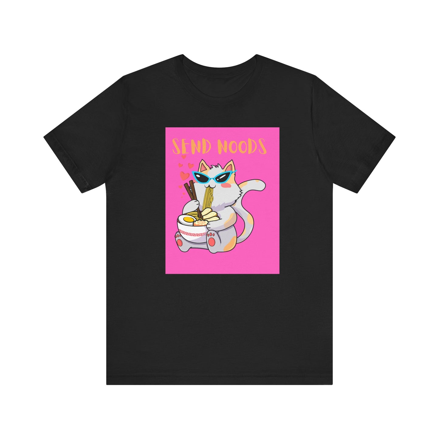 SEND NOODS Pink Background  Unisex Tri-Blend Crew Tee